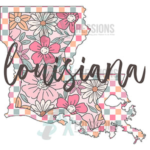 Louisiana Floral Checkered Script
