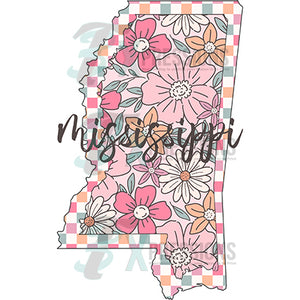 Mississippi Floral Checkered Script