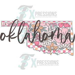 Oklahoma Floral Checkered Script