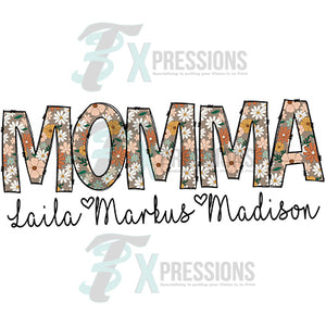 Personalized floral Momma with names