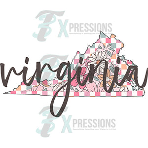Virginia Floral Checkered Script