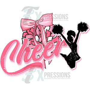 Pink Cheer Pompom and bow