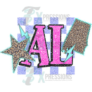 Alabama Leopard Checkered Star and Bolt