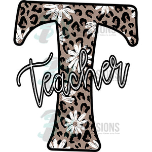 Personalized Daisy Leopard Letter script thru the middle