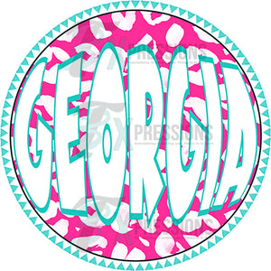 Georgia Groovy Leopard Circle NonShadow Cutout Pink Teal