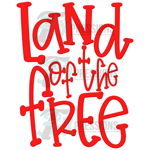 Land of the Free Red with White Outline