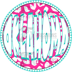 Oklahoma Groovy Leopard Circle NonShadow Cutout Pink Teal
