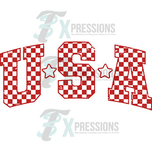 Checkered USA Red