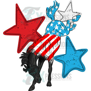 Patriotic stars and stripes horse