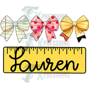 Personalized School Ruler and Bows
