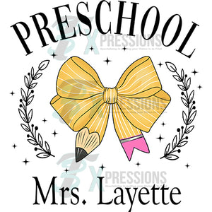 Personalized School Bow with Grade and Name