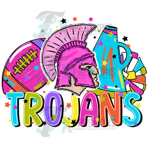 Football and Poms Mascot Bright Trojans