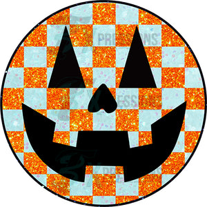 orange checkered jack o lantern pumpkin