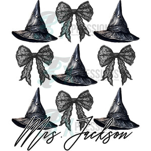 Personalized Halloween WItches Hat and Bows