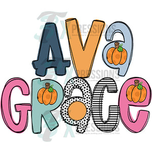 Personalized 2 line fall pumpkin name