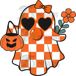 Cute Checkered Ghost, halloween