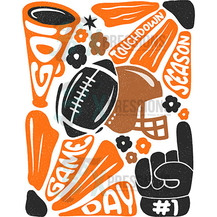 Retro Game Day orange and Ashy black