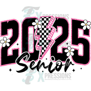 Retro pink and black senior 2025