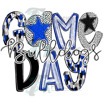 Personalized Poppy Game Day Royal Blue and Black