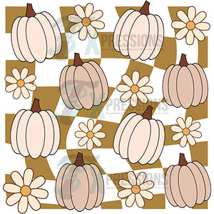 Checkered pumpkin and Daisies