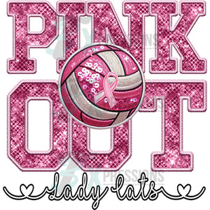 Volleyball Personalized Pink Out Faux glitter