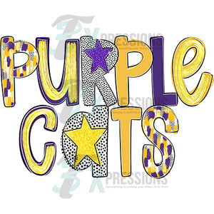 Poppy Purple Cats Purple and Gold