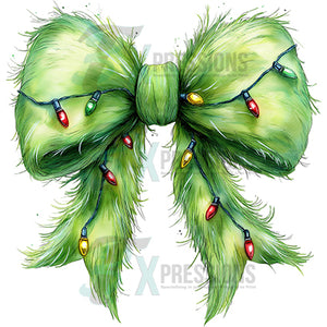 Green Christmas Bow with Lights