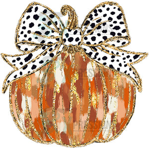 Orange brush stroke pumpkin with bow