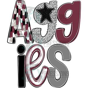 POPPY MAROON AND BLACK AGGIES