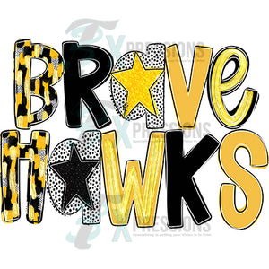 POPPY GOLD AND BLACK BRAVEHAWKS