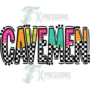 Cavemen Bright Doodle Checkered