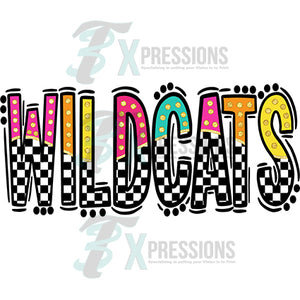 Wildcats bright doodle checkered