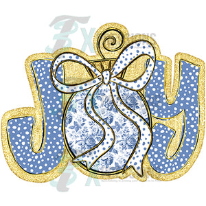 Joy CHristmas blue floral