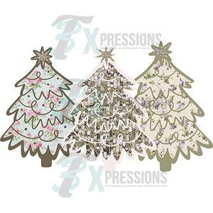 Neutral sequin CHristmas Tree Trio