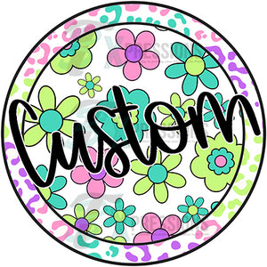 Personalized Leopard Floral purple pink green