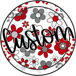 Personalized Leopard FLoral Red and Gray