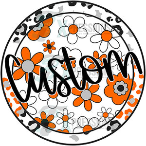 Personalized Leopard Floralorange and gray