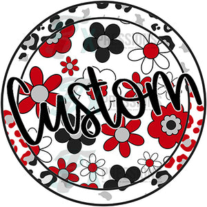 Personalized Leopard FLoral Red Grey and black