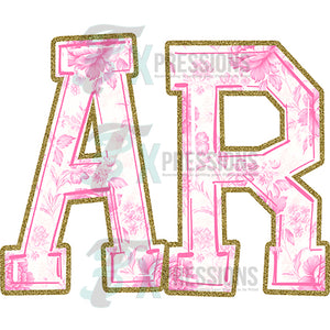 Personalized 2 letter Pink toile State