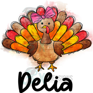 Personalized Girl Water Color Turkey