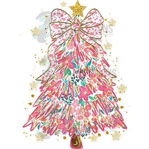 Floral Christmas tree Gold Star