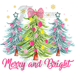 Merry and Bright pink script