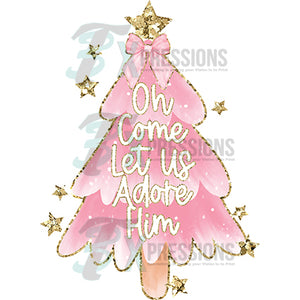 Oh Come Let us Adore him pink Tree