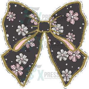 Black Floral Bow