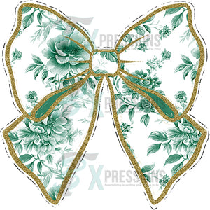 Green Toile Bow