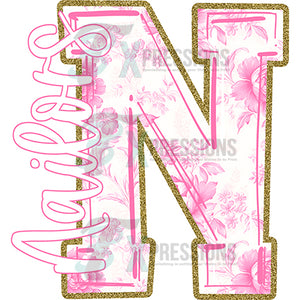 Personalized Pink Toile Letter