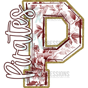 Personalized Maroon toile letter