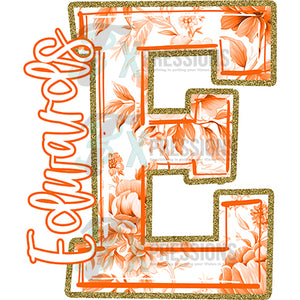 Personalized Orange toile letter