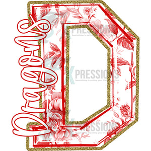 Personalized Red Toile letter