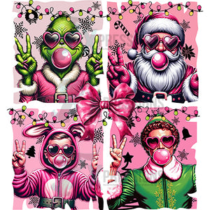 Christmas characters with bubbles